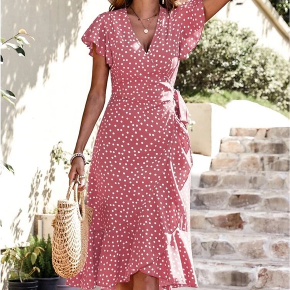 SHEIN Dresses & Skirts - Shein size large dusty rose wrap dress